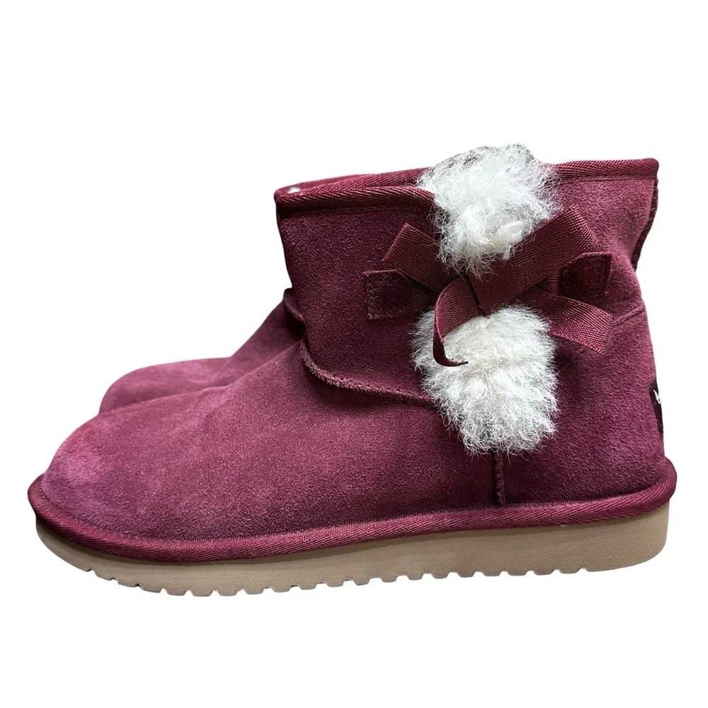 Koolaburra by UGG Victoria Burgundy Suede Short Ankle Mini Booties Size 7
